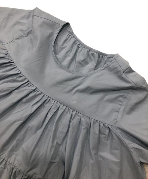 trefle+1（トレフルプラスワン）trefle+1 (トレフルプラスワン) ナイロンギャザーブラウス ブルー サイズ:FREEの古着・服飾アイテム