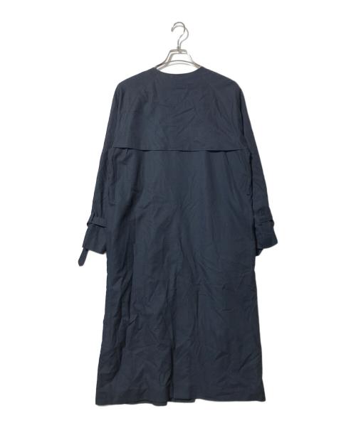 MICHEL KLEIN（ミッシェルクラン）MICHEL KLEIN (ミッシェルクラン) ノーカラーロングトレンチコート ネイビー サイズ:38の古着・服飾アイテム