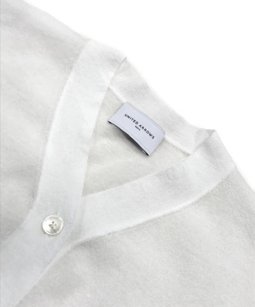 UNITED ARROWS（ユナイテッドアローズ）UNITED ARROWS (ユナイテッドアローズ) シアー Vネック カーディガン5SL ホワイト サイズ:Fの古着・服飾アイテム