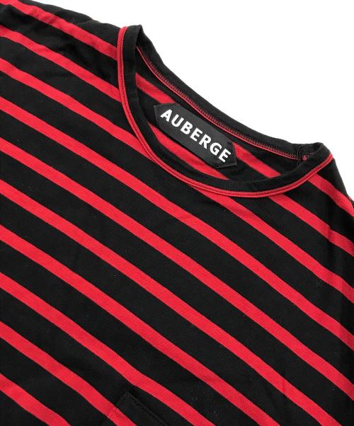 AUBERGE（オーベルジュ）AUBERGE (オーベルジュ) ボーダーTシャツ ブラック×レッド サイズ:44の古着・服飾アイテム