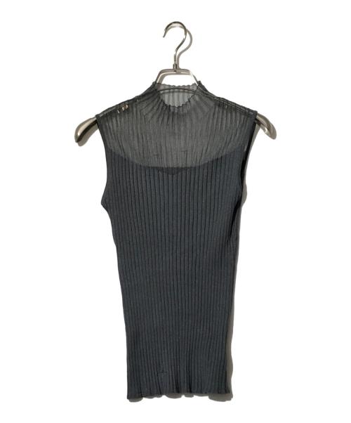 FRAY ID（フレイ アイディー）FRAY ID (フレイ アイディー) ノースリーブシアーリブニット グレー サイズ:freeの古着・服飾アイテム