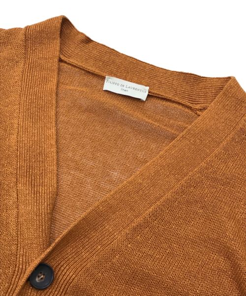 FILIPPO DE LAURENTIIS（フィリッポ・デ・ローレンティス）FILIPPO DE LAURENTIIS (フィリッポ・デ・ローレンティス) リネンシルクカーディガン ブラウン サイズ:50の古着・服飾アイテム