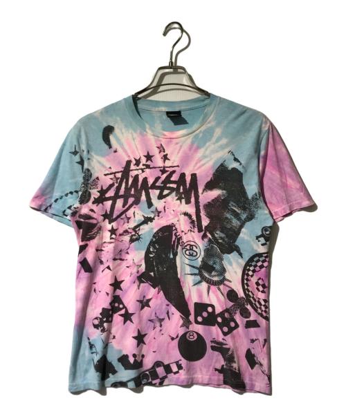 stussy（ステューシー）stussy (ステューシー) タイダイ染めtシャツ ピンク×スカイブルー サイズ:Sの古着・服飾アイテム