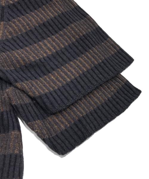 LOEWE（ロエベ）LOEWE (ロエベ) サイドスリット リネン ボーダー ニット ブラウン サイズ:Sの古着・服飾アイテム