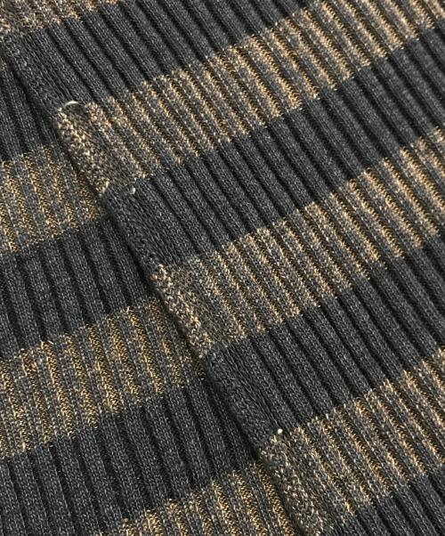 LOEWE（ロエベ）LOEWE (ロエベ) サイドスリット リネン ボーダー ニット ブラウン サイズ:Sの古着・服飾アイテム