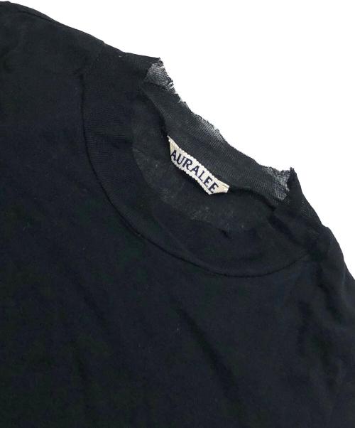AURALEE（オーラリー）AURALEE (オーラリー) GIZA SUPER HIGH GAUGE SHEER RIB TEE ブラックの古着・服飾アイテム