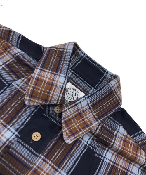 SIMPLY COMPLICATED（シンプリーコンプリケイティド）SIMPLY COMPLICATED (シンプリーコンプリケイティド) SC PLAID SHIRT ブラウン×ネイビー サイズ:1の古着・服飾アイテム