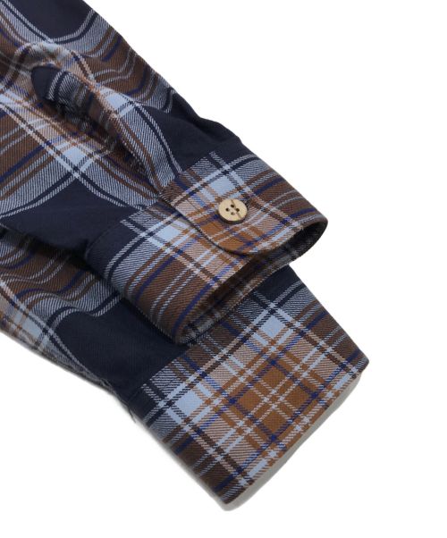 SIMPLY COMPLICATED（シンプリーコンプリケイティド）SIMPLY COMPLICATED (シンプリーコンプリケイティド) SC PLAID SHIRT ブラウン×ネイビー サイズ:1の古着・服飾アイテム