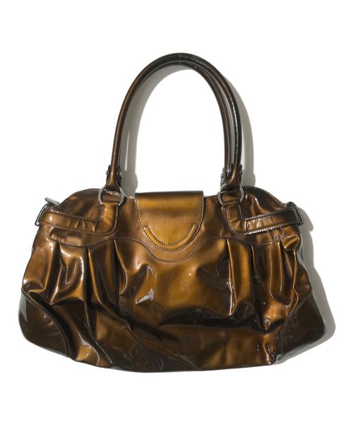は（サルヴァトーレ フェラガモ）は (サルヴァトーレ フェラガモ) エナメルハンドバッグ ブラウンの古着・服飾アイテム
