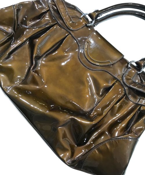 は（サルヴァトーレ フェラガモ）は (サルヴァトーレ フェラガモ) エナメルハンドバッグ ブラウンの古着・服飾アイテム