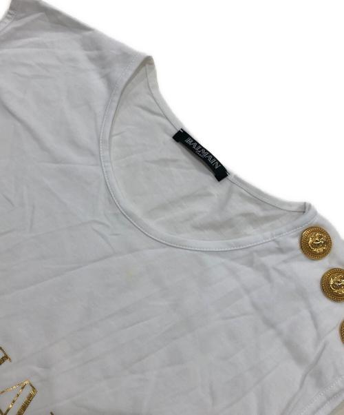 BALMAIN（バルマン）BALMAIN (バルマン) ロゴノースリーブカットソー ホワイト サイズ:34の古着・服飾アイテム