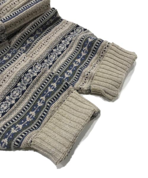 WOOLRICH（ウールリッチ）WOOLRICH (ウールリッチ) クルーネックニット ネイビー×ベージュ サイズ:2XLの古着・服飾アイテム