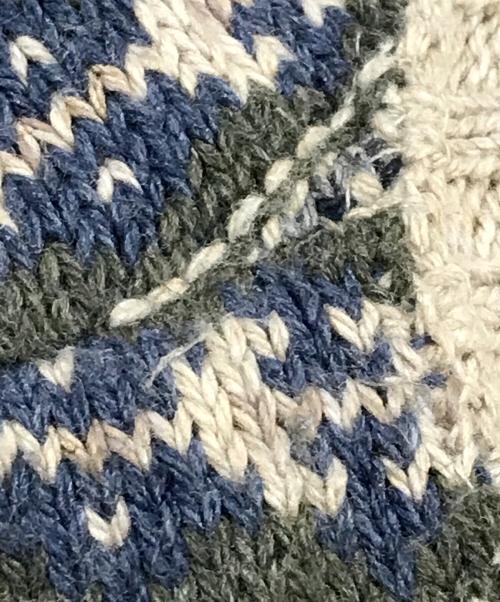 WOOLRICH（ウールリッチ）WOOLRICH (ウールリッチ) クルーネックニット ネイビー×ベージュ サイズ:2XLの古着・服飾アイテム