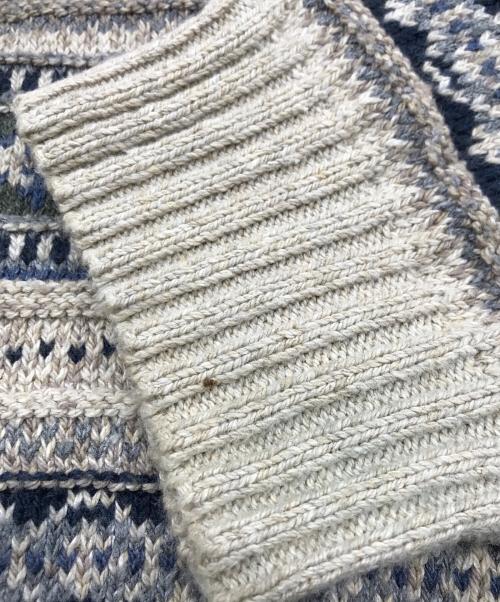 WOOLRICH（ウールリッチ）WOOLRICH (ウールリッチ) クルーネックニット ネイビー×ベージュ サイズ:2XLの古着・服飾アイテム