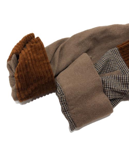 MAISON FLANEUR（メゾン フラネウール）MAISON FLANEUR (メゾン フラネウール) パッチワークコーデュロイワークシャツ ブラウン サイズ:46の古着・服飾アイテム