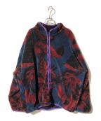 HUFハフ）の古着「SATIVA FLORAL F/Z SHERPA」｜レッド×ネイビー