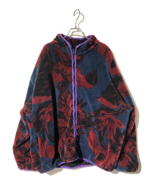 HUF（ハフ）HUF (ハフ) SATIVA FLORAL F/Z SHERPA レッド×ネイビー サイズ:XXLの古着・服飾アイテム