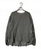 BEARDSLEYビアズリー）の古着「麻混ギンガムブラウス」｜ブラック