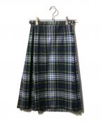 O'NEIL OF DUBLINオニールオブダブリン）の古着「ウールブレンドチェックラップスカート」｜グリーン