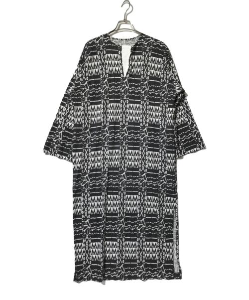 m's braque（エムズブラック）m's braque (エムズブラック) Manhole 別注陶芸柄カフタンシャツ ブラック×ホワイト サイズ:Ｍの古着・服飾アイテム