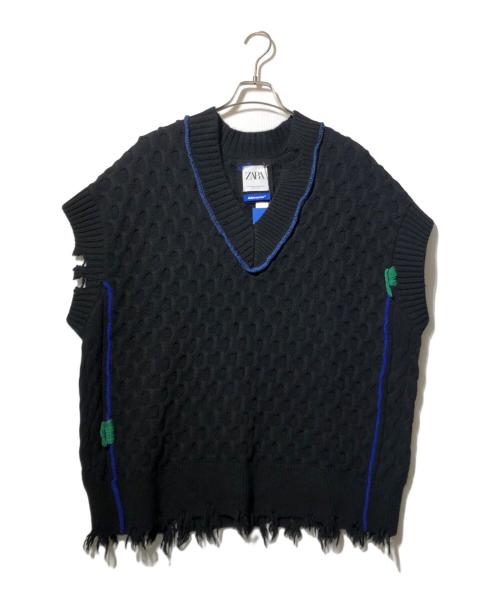 ZARA（ザラ）ZARA (ザラ) ADER error (アーダーエラー) コラボクラッシュベスト ブラック サイズ:S-M 未使用品の古着・服飾アイテム