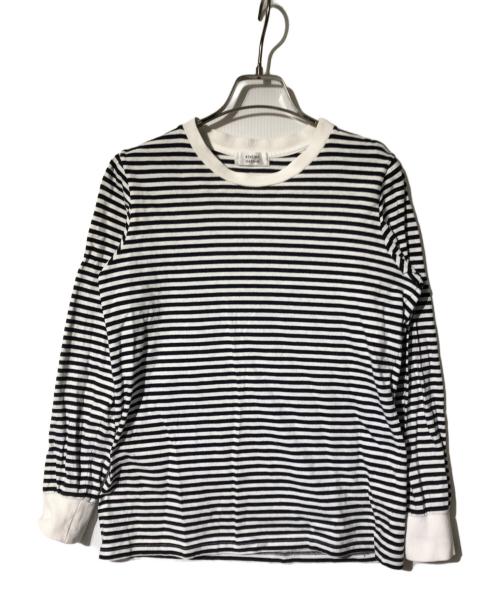 atelier naruse（アトリエナルセ）atelier naruse (アトリエナルセ) cotton border cut&sewn ホワイト×ブラック サイズ:FREEの古着・服飾アイテム