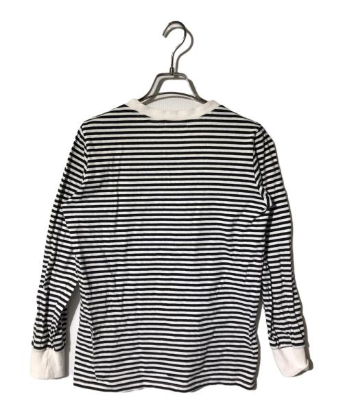 atelier naruse（アトリエナルセ）atelier naruse (アトリエナルセ) cotton border cut&sewn ホワイト×ブラック サイズ:FREEの古着・服飾アイテム