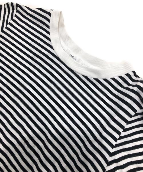 atelier naruse（アトリエナルセ）atelier naruse (アトリエナルセ) cotton border cut&sewn ホワイト×ブラック サイズ:FREEの古着・服飾アイテム