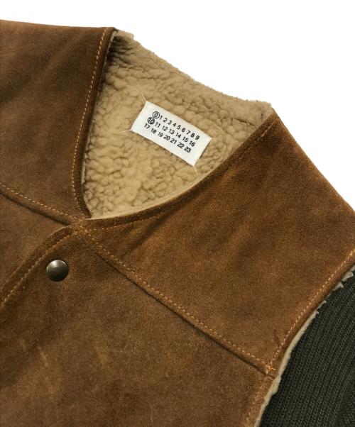 Maison Martin Margiela（メゾンマルタンマルジェラ）Maison Martin Margiela (メゾンマルタンマルジェラ) ニットスエード再構築ドッキングジャケット ブラウン サイズ:TUの古着・服飾アイテム