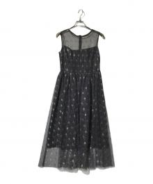 NOLLEY'S（ノーリーズ）の古着「花柄ラメレースワンピース」｜ブラック