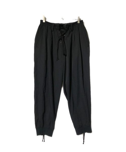 Yohji Yamamoto pour homme（ヨウジヤマモト プールオム）Yohji Yamamoto pour homme (ヨウジヤマモト プールオム) ヒモ開きレースアップパンツ/ジョガーパンツ ブラック サイズ:3の古着・服飾アイテム