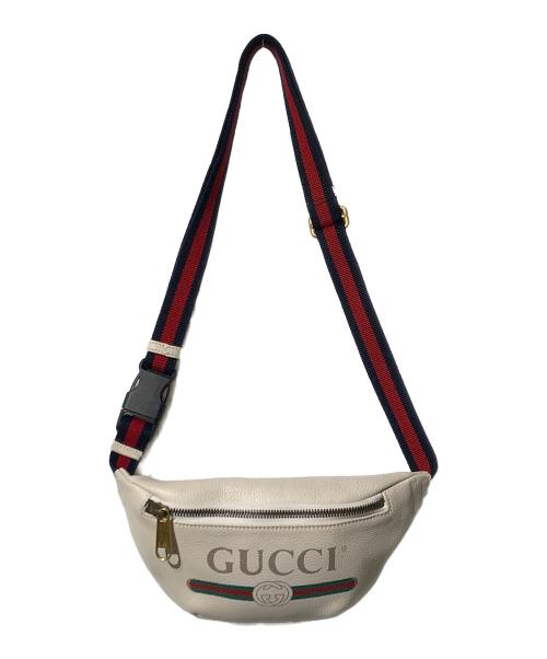 GUCCI（グッチ）GUCCI (グッチ) ロゴプリントウエストバッグ/シェリーライン ベージュの古着・服飾アイテム
