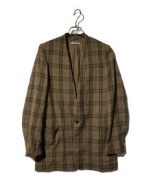 AURALEE（オーラリー）の古着「WOOL SERGE CHECK NO COLLAR JACKET」｜ブラウン