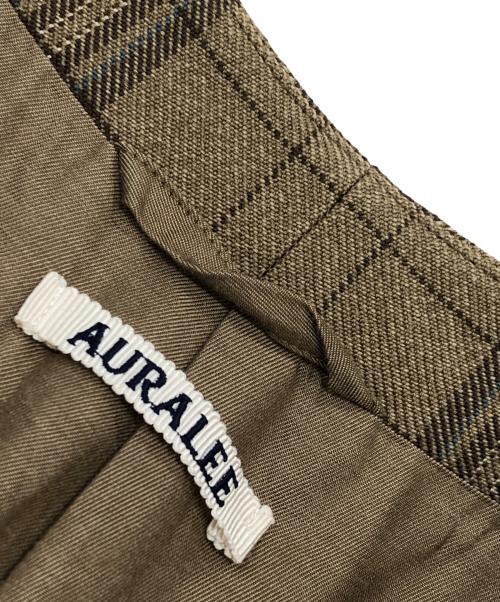 AURALEE（オーラリー）AURALEE (オーラリー) WOOL SERGE CHECK NO COLLAR JACKET ブラウン サイズ:1の古着・服飾アイテム