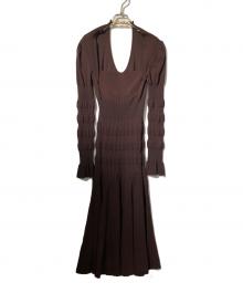FETICO（フェティコ）の古着「STRIPE KNIT MIDI DRESS」｜ブラウン