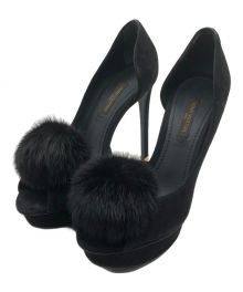 LOUIS VUITTON（ルイ ヴィトン）の古着「ファーポンポンハイヒールパンプス」｜ブラック