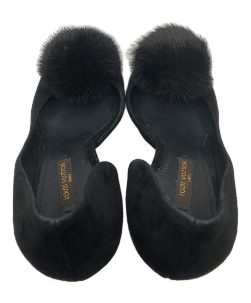 LOUIS VUITTON（ルイ ヴィトン）LOUIS VUITTON (ルイ ヴィトン) ファーポンポンハイヒールパンプス ブラック サイズ:35の古着・服飾アイテム