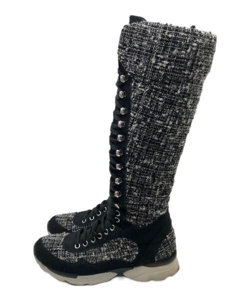 CHANEL（シャネル）CHANEL (シャネル) ラウンドトゥ ココマーク ロングブーツ ブラック サイズ:36の古着・服飾アイテム