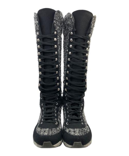 CHANEL（シャネル）CHANEL (シャネル) ラウンドトゥ ココマーク ロングブーツ ブラック サイズ:36の古着・服飾アイテム