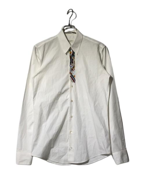 DRIES VAN NOTEN（ドリスヴァンノッテン）DRIES VAN NOTEN (ドリスヴァンノッテン) フロント刺繍ブロードシャツ ホワイト サイズ:44の古着・服飾アイテム