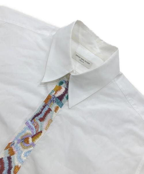 DRIES VAN NOTEN（ドリスヴァンノッテン）DRIES VAN NOTEN (ドリスヴァンノッテン) フロント刺繍ブロードシャツ ホワイト サイズ:44の古着・服飾アイテム
