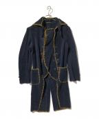 Yohji Yamamoto pour hommeヨウジヤマモト プールオム）の古着「12AWスティッチパイピングブランケット」｜ネイビー