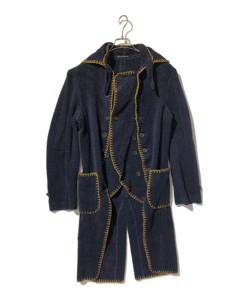 Yohji Yamamoto pour homme（ヨウジヤマモト プールオム）Yohji Yamamoto pour homme (ヨウジヤマモト プールオム) 12AWスティッチパイピングブランケット ネイビー サイズ:3の古着・服飾アイテム