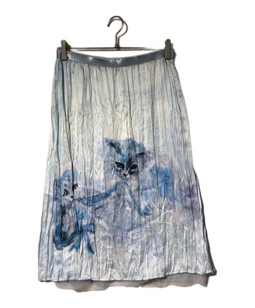 Acne studios（アクネ ストゥディオス）Acne studios (アクネ ストゥディオス) キャット プリント スカート ブルー サイズ:34の古着・服飾アイテム
