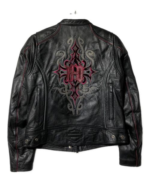 HARLEY-DAVIDSON（ハーレーダビッドソン）HARLEY-DAVIDSON (ハーレーダビッドソン) 刺繍ライダースジャケット ブラック サイズ:表記なしの古着・服飾アイテム