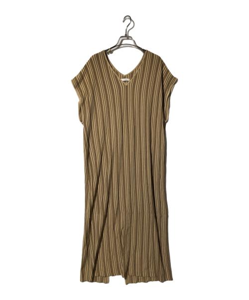 CLANE（クラネ）CLANE (クラネ) ランダムストライプニットワンピース ベージュ サイズ:2の古着・服飾アイテム