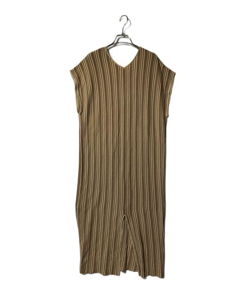 CLANE（クラネ）CLANE (クラネ) ランダムストライプニットワンピース ベージュ サイズ:2の古着・服飾アイテム