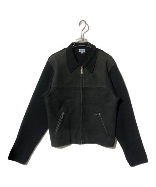 KENZO（ケンゾー）KENZO (ケンゾー) Leather switching knit jacket ブラック サイズ:Fの古着・服飾アイテム