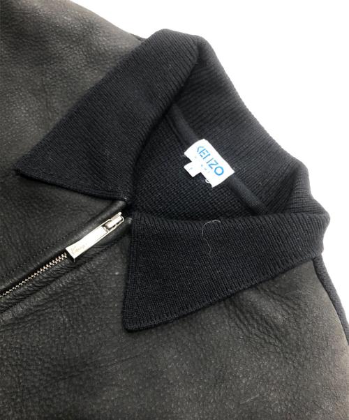 KENZO（ケンゾー）KENZO (ケンゾー) Leather switching knit jacket ブラック サイズ:Fの古着・服飾アイテム