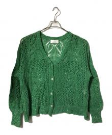 Mame Kurogouchi（マメクロゴウチ）の古着「Botanical Pattern Knitted Lame Cardigan」｜グリーン